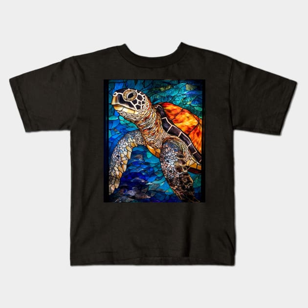 Sea turtle face Kids T-Shirt by Jeff NZ